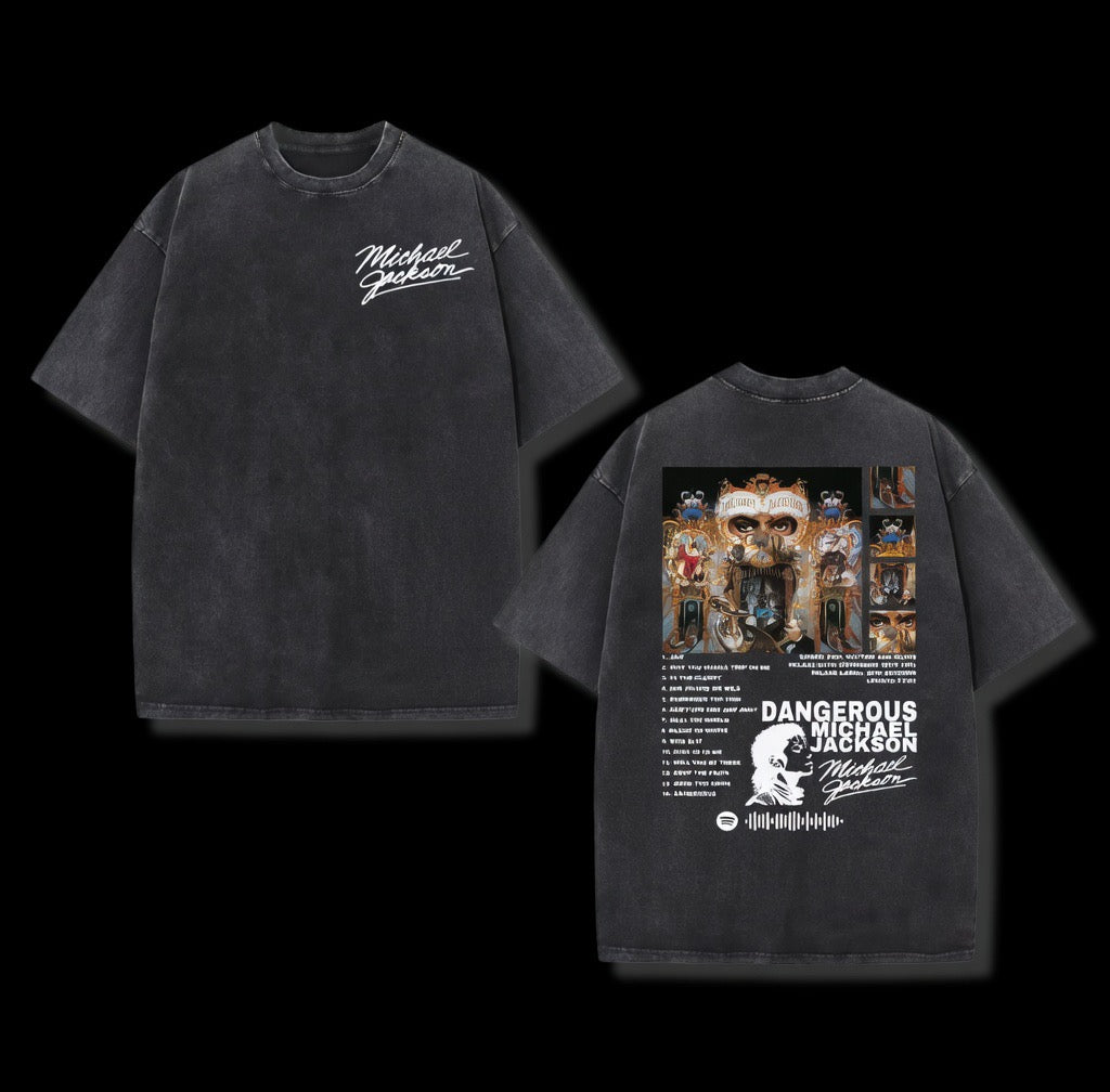 Micheal Jackson Vintage Acid Wash “Dangerous” Track List Scannable T-Shirt.